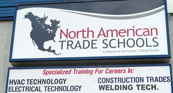North American Trade Schools Building Sign