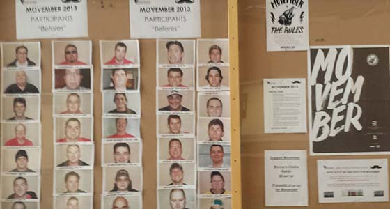 Pictures of students who were participants in the Movember campaign